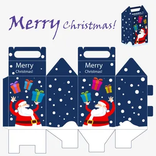圣诞节节日礼盒包装展开图模板免抠