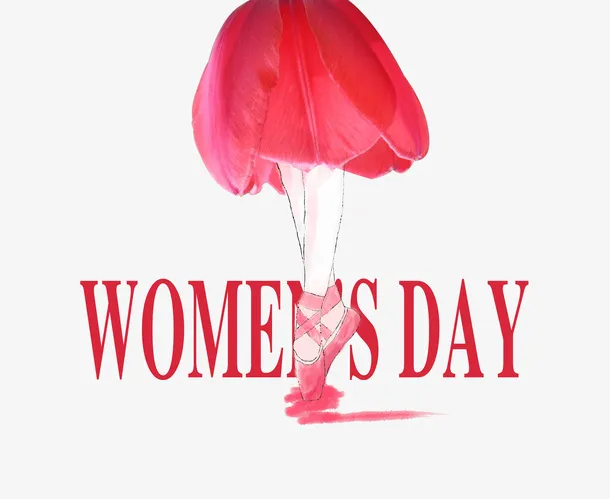 女神节红色英文免抠