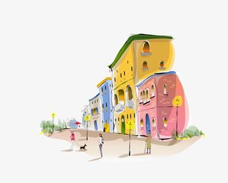 卡通版的水墨房子免抠