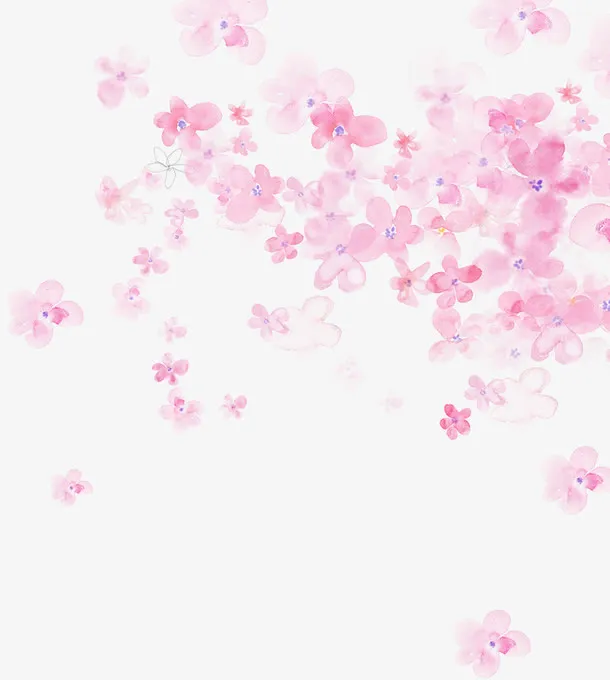 春季水彩文艺粉色桃花免抠