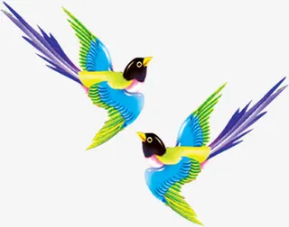 卡通彩色飞舞小鸟免抠