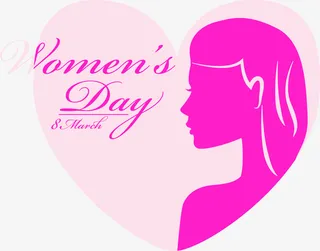 粉色女神节爱心女孩免抠