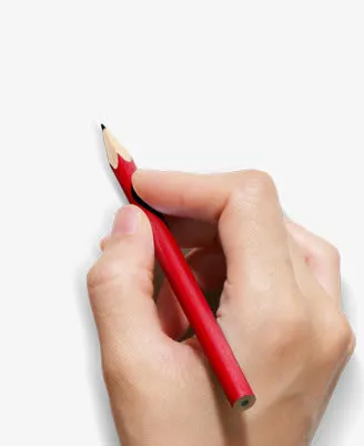 手拿铅笔写字免抠