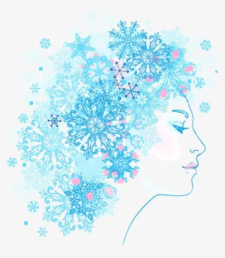 雪花女子矢量素材免抠
