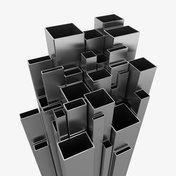 手绘灰色方形空心管道免抠