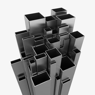 手绘灰色方形空心管道免抠