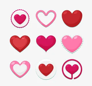 九颗爱心装饰免抠