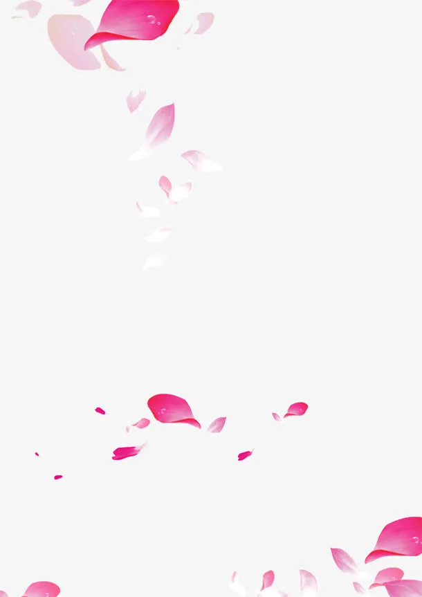 红色渐变花瓣漂浮免抠