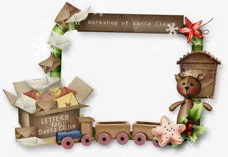 圣诞卡通花环装饰素材相框免抠