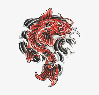 红色鲤鱼免抠