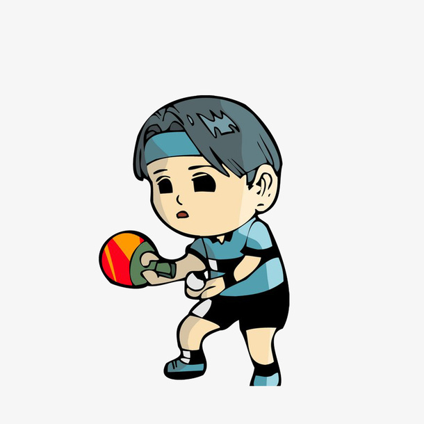 卡通打乒乓球的男孩素材免抠