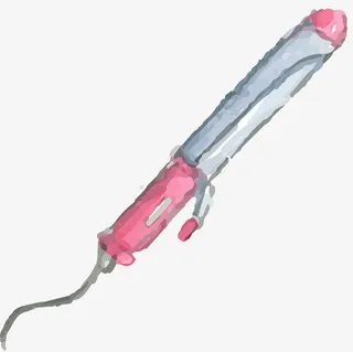 卡通卷发棒电器免抠