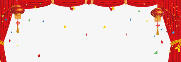 红色中国风灯笼帷幕免抠