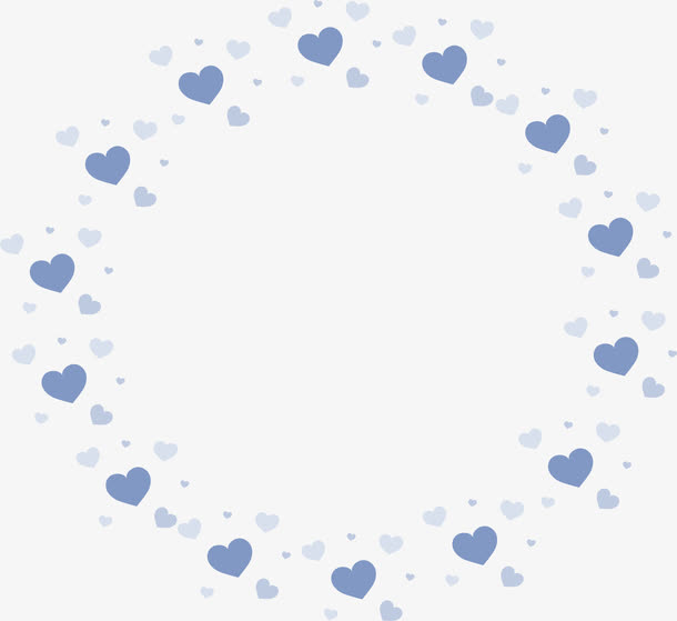 蓝色爱心装饰标题框免抠
