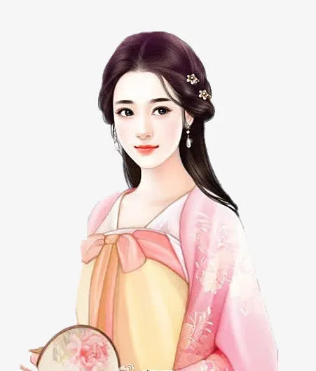 粉衣女免抠