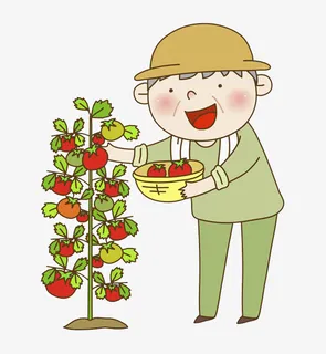 卡通采摘的男人PNG图免抠
