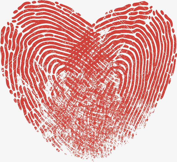 红色手指指纹爱心免抠