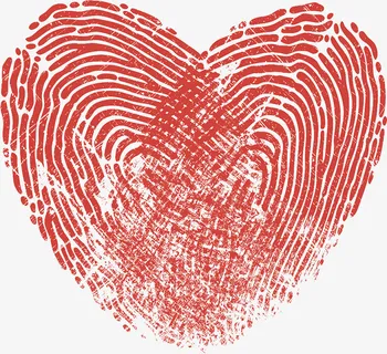 红色手指指纹爱心免抠