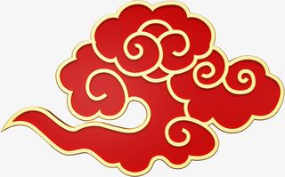 年货节C4D立体红色祥云，云朵免抠