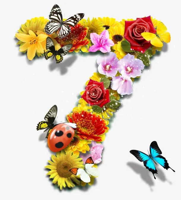 鲜花数字7免抠
