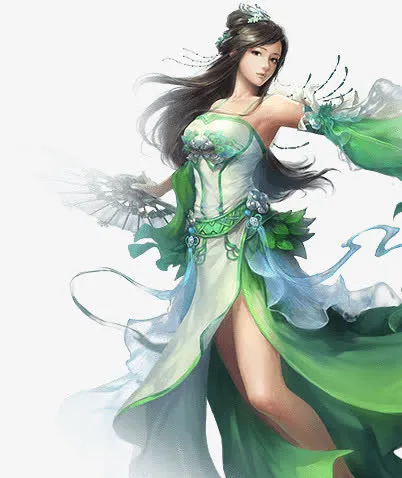 古风桃花艳妆美女 png素材免抠