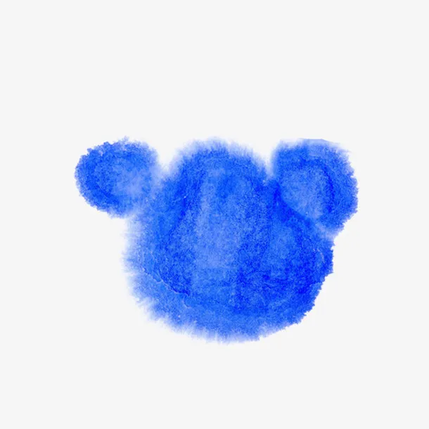 蓝色墨水印免抠