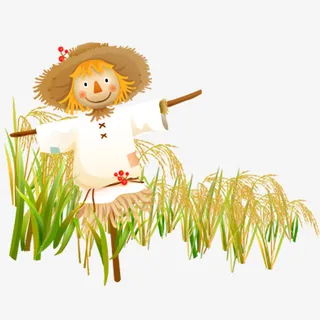 水彩稻草人免抠