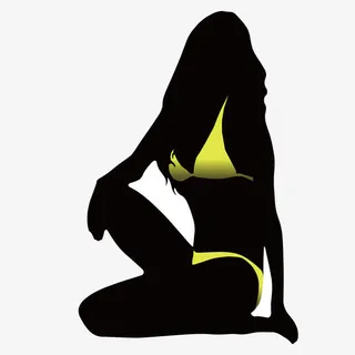 黄色比基尼女模特剪影免抠