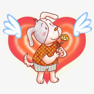 爱心小狗红色免抠
