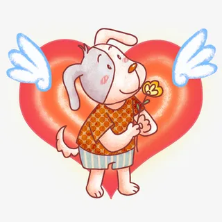 爱心小狗红色免抠