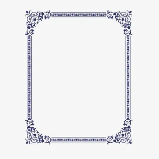 矢量蓝色矩形四角印花边框免抠