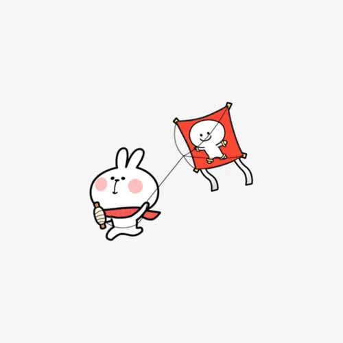 卡通兔子放风筝免抠