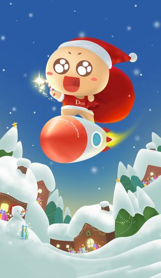 卡通圣诞火箭背景高清