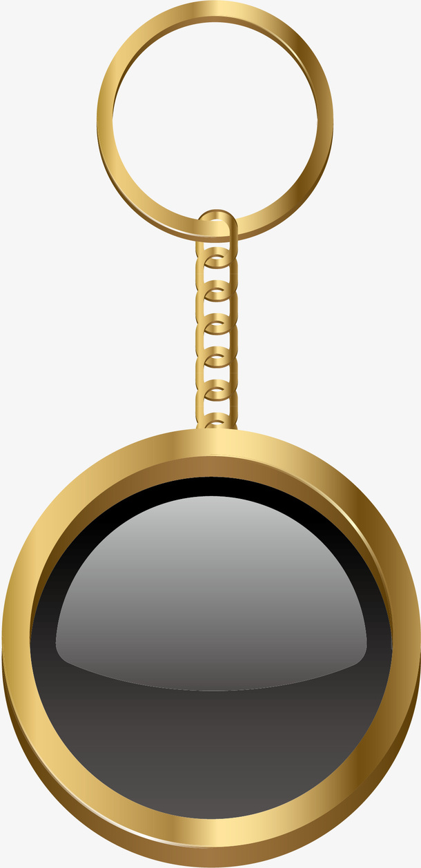 反光镜面矢量金色钥匙扣免抠