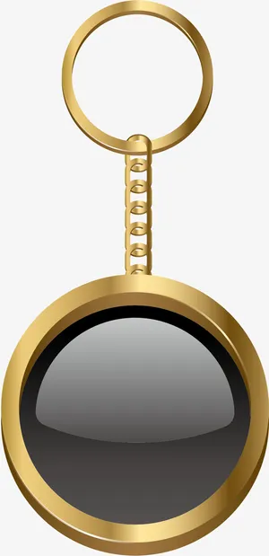 反光镜面矢量金色钥匙扣免抠