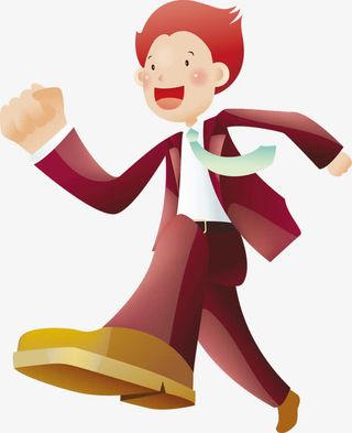 卡通奔跑的青年企业文化素材免抠