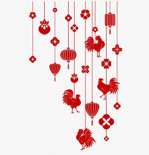 鸡年红色小挂饰免抠