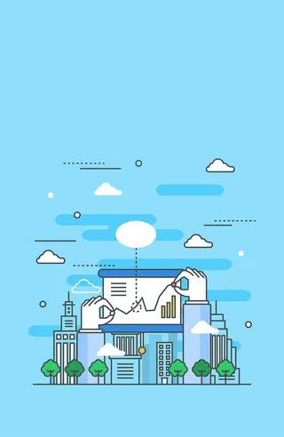 蓝色MBE卡通矢量图场景高清