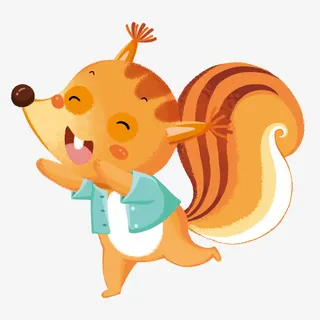 过年喜庆小松鼠卡通形象设计免抠