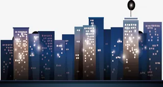 城市璀璨的街景免抠