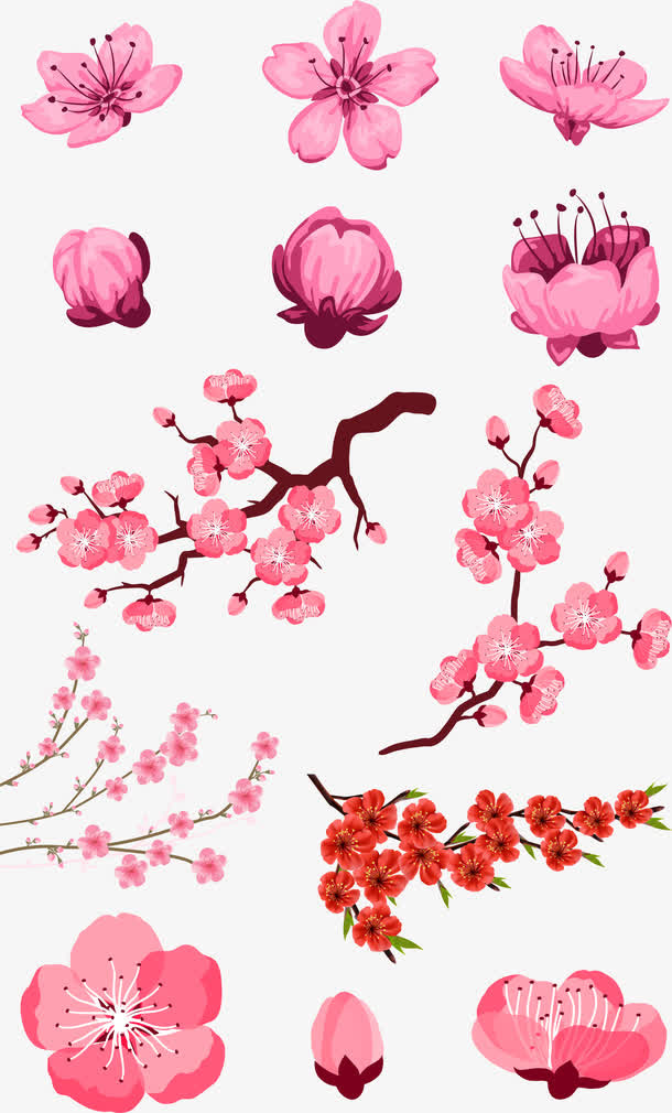 粉色桃花矢量免抠