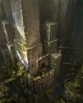 手绘岩石山洞森林免抠