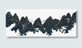 中国风色彩连绵的山免抠