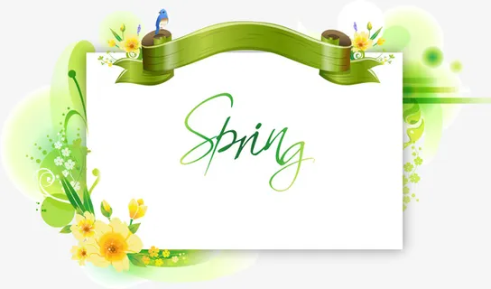 春天气息的广告板免抠