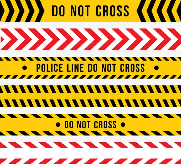 黄黑红白警戒线免抠