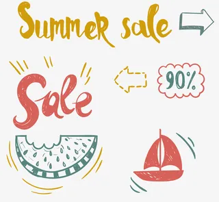 卡通夏季促销标签免抠