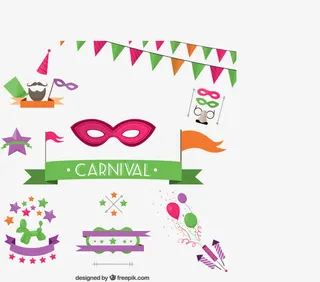 狂欢节装饰元素矢量素材下载免抠