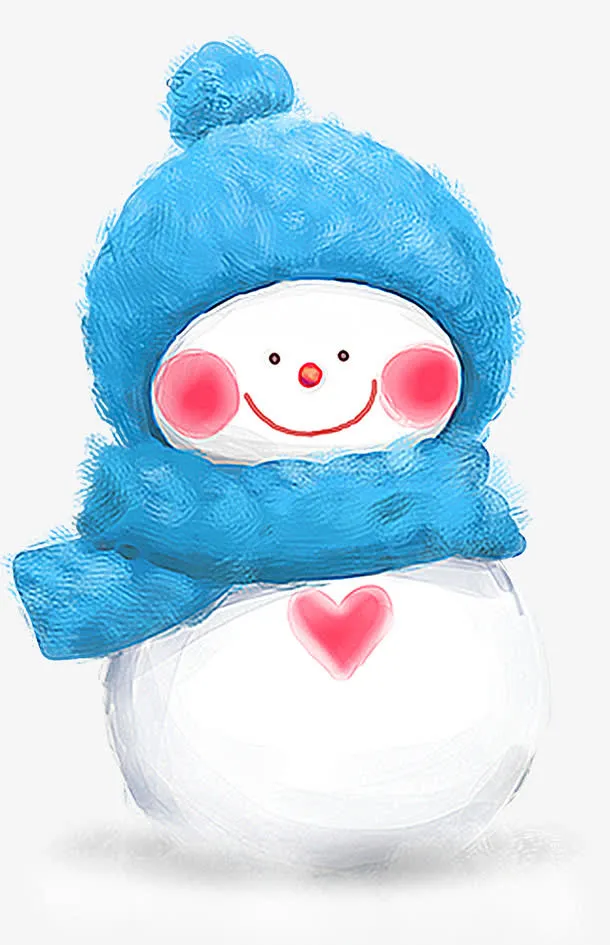 系着蓝色围巾的雪人免抠