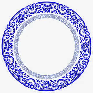 中国风青花底纹免抠