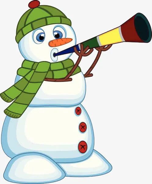 吹号角的精致小雪人免抠